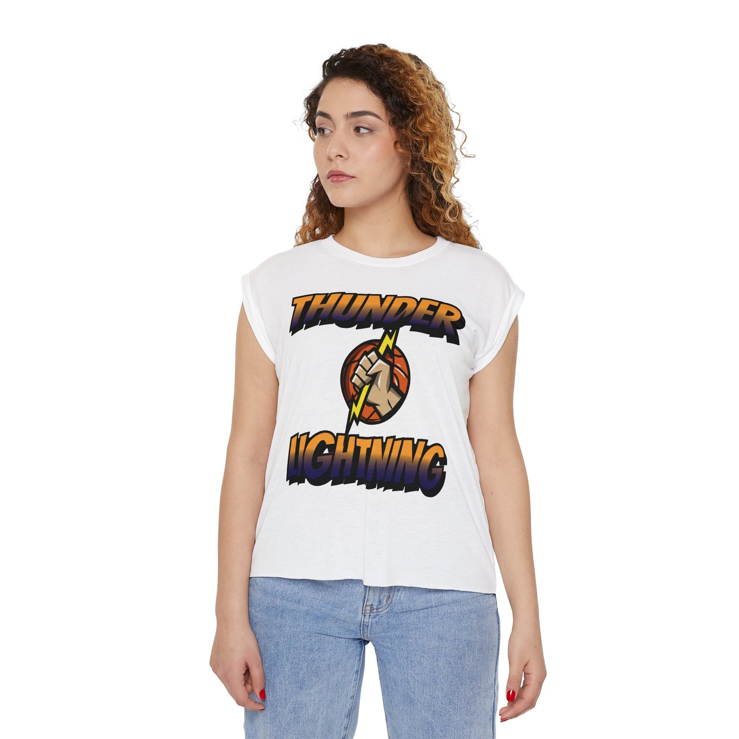 Women’s Flowy Rolled Cuffs Muscle Tee