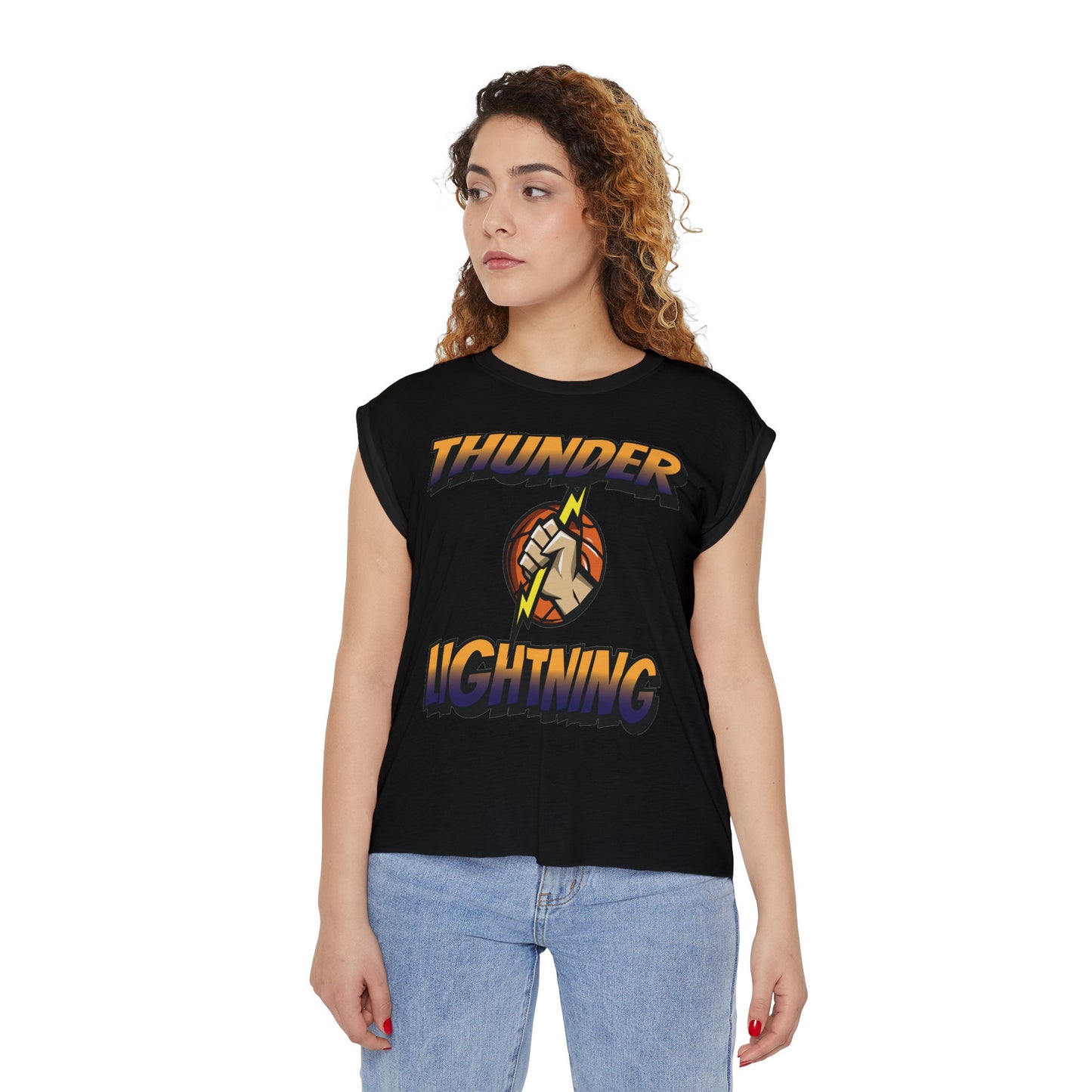 Women’s Flowy Rolled Cuffs Muscle Tee