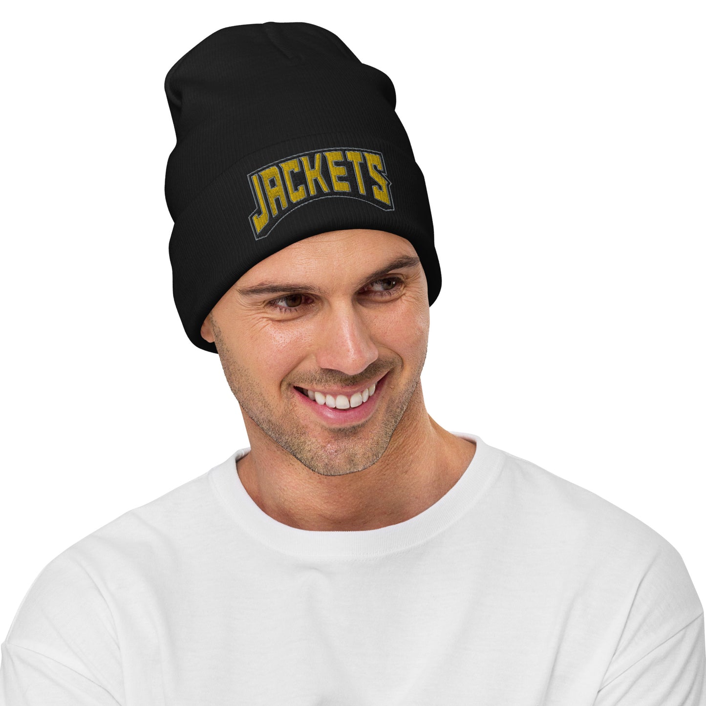 Embroidered Yellow Jackets Beanie